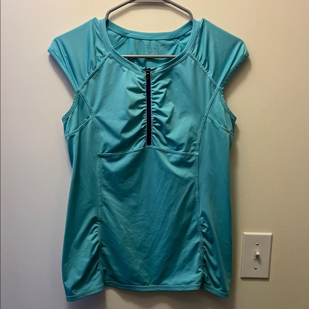 Athleta teal intrepid cap sleeve sun shield size medium